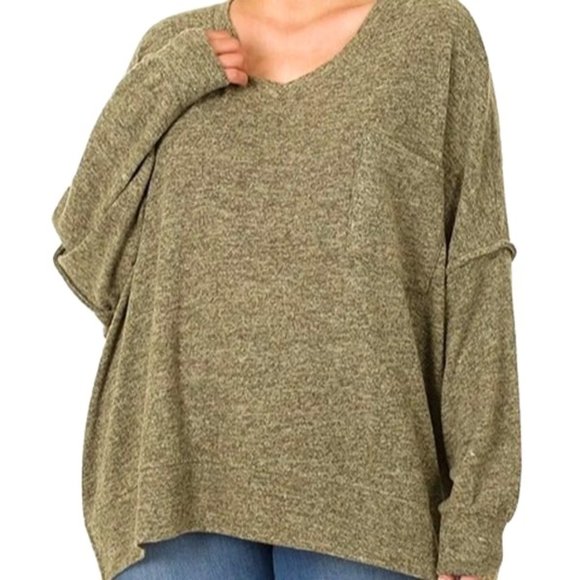 Zenana Brushed Hacci Drop Shoulder Cropped Hoodie
